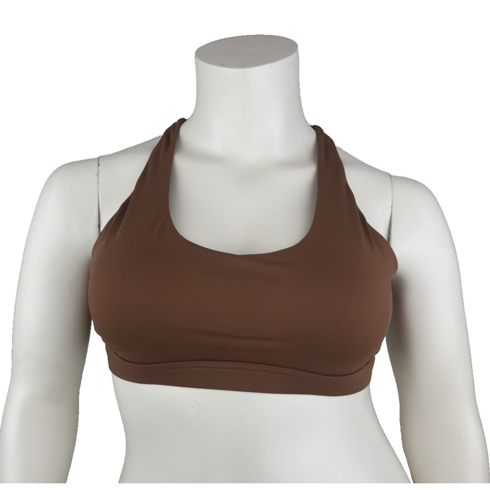 IcyZone XL Strappy Back Sports Bra NWT – Brown‎ Minimalist Athleisure Clean Girl